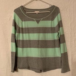 Mint and grey striped sweater